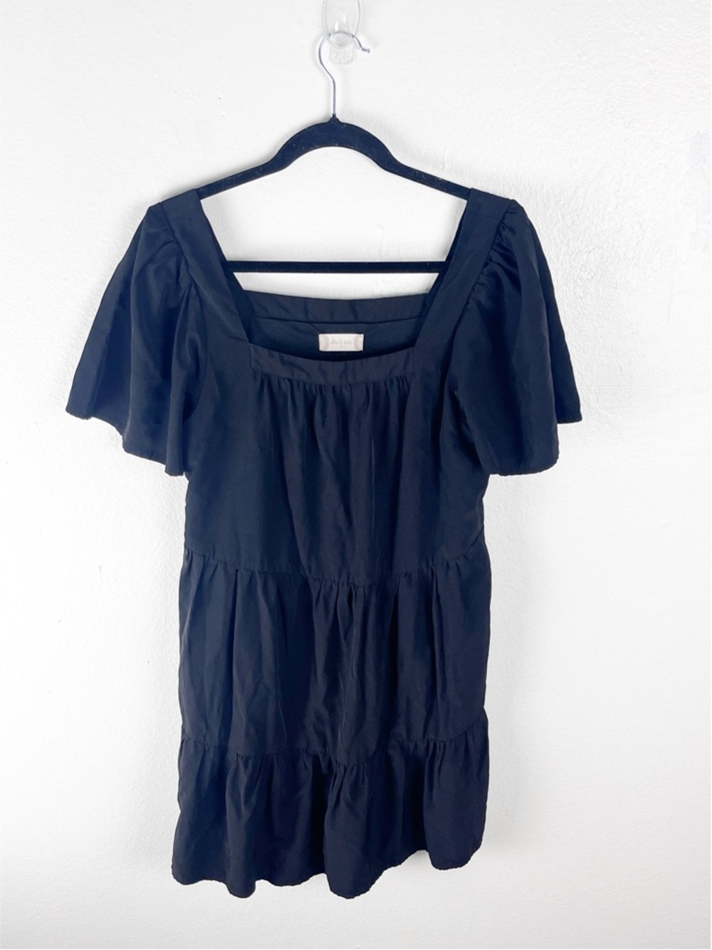 ALTAR ‘D STATE Black Short Sleeve Square Neckline Tiered Dress Small Graduation